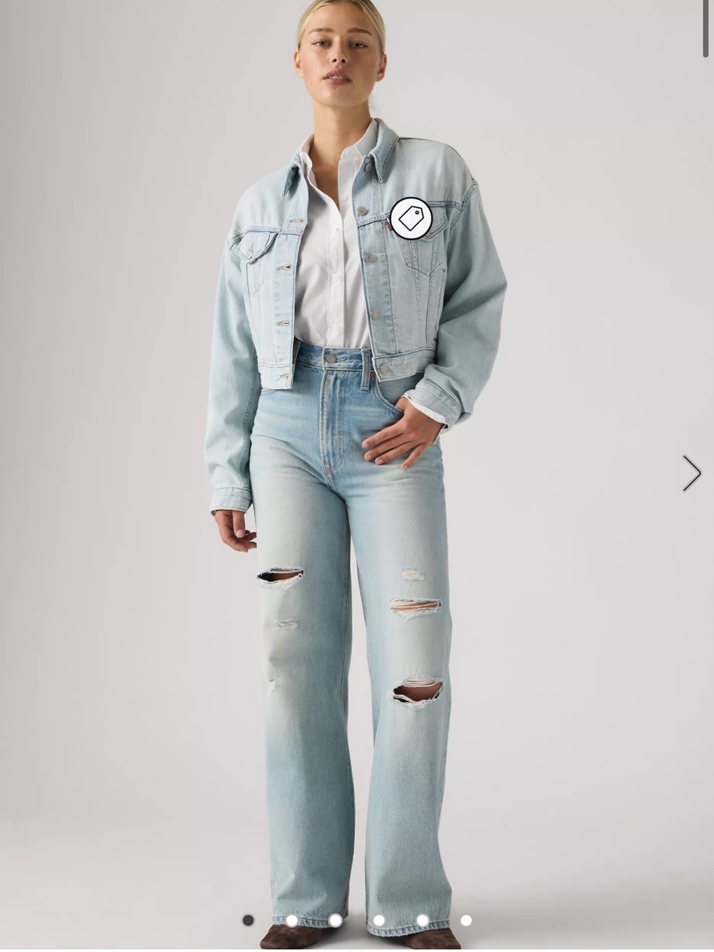 Levi's Ribcage Wide Leg Light Blue Distressed Wide-Leg Jeans